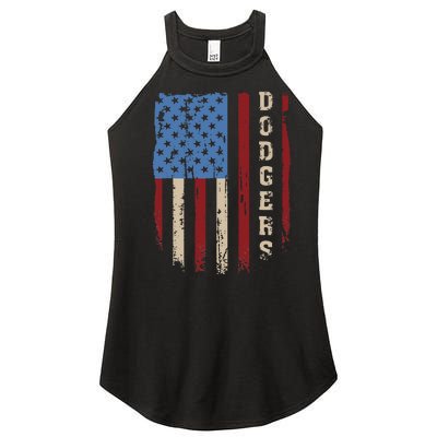 Dodgers Name Retro Vintage First Name Dodgers Lover Usa Flag Women's Perfect Tri Rocker Tank