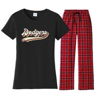 Dodgers Name Retro Vintage Gift Women's Flannel Pajama Set