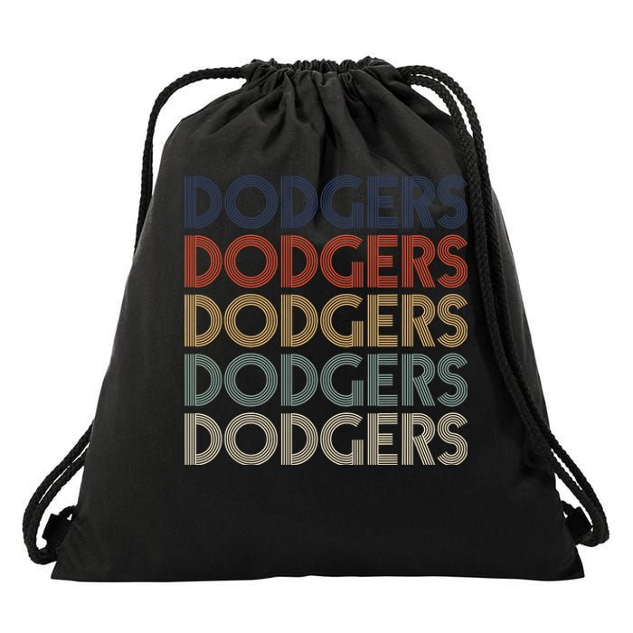 Dodgers Name Retro Vintage Apparel Gift Dodgers Lover Drawstring Bag