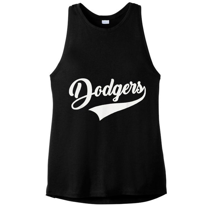Dodgers Name Retro Vintage Ladies PosiCharge Tri-Blend Wicking Tank
