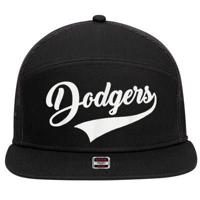 Dodgers Name Retro Vintage 7 Panel Mesh Trucker Snapback Hat