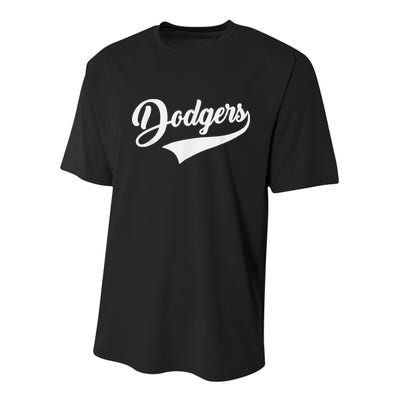 Dodgers Name Retro Vintage Youth Performance Sprint T-Shirt