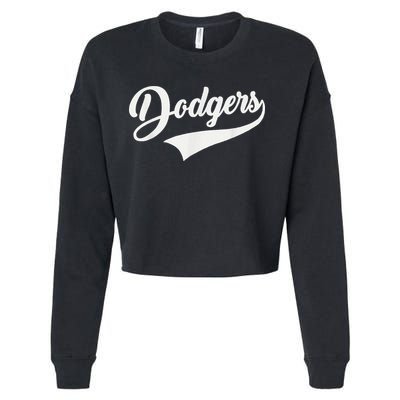 Dodgers Name Retro Vintage Cropped Pullover Crew