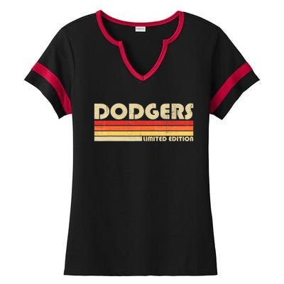 Dodgers Name Retro Vintage Apparel Ladies Halftime Notch Neck Tee