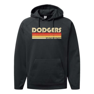 Dodgers Name Retro Vintage Apparel Performance Fleece Hoodie