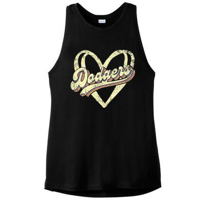 Dodgers Name Retro Vintage First Name Dodgers Lover Usa Flag Ladies PosiCharge Tri-Blend Wicking Tank