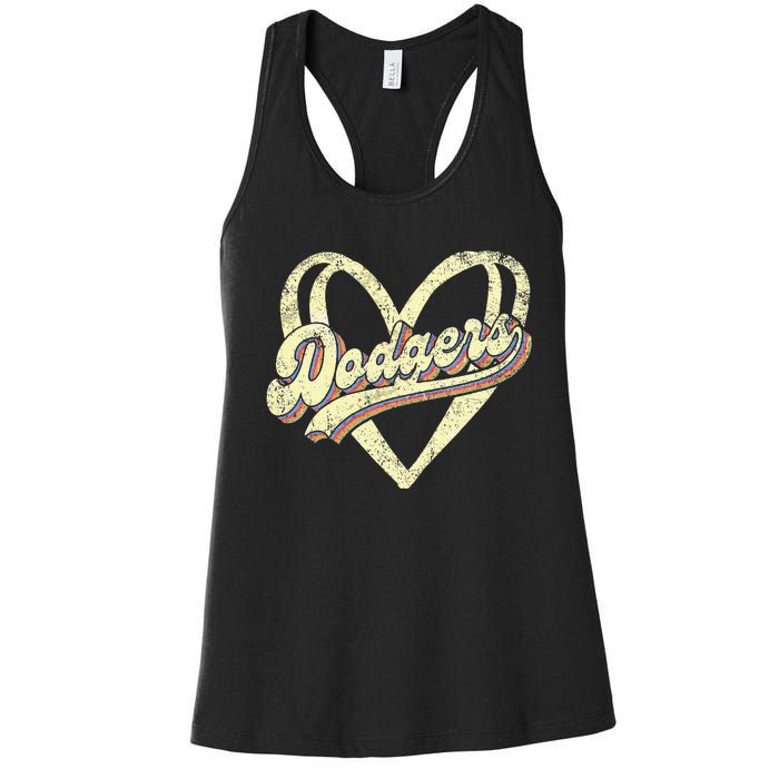 Dodgers Name Retro Vintage First Name Dodgers Lover Usa Flag Women's Racerback Tank