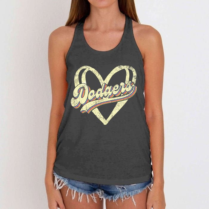 Dodgers Name Retro Vintage First Name Dodgers Lover Usa Flag Women's Knotted Racerback Tank