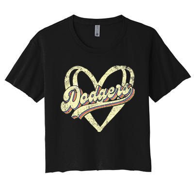 Dodgers Name Retro Vintage First Name Dodgers Lover Usa Flag Women's Crop Top Tee