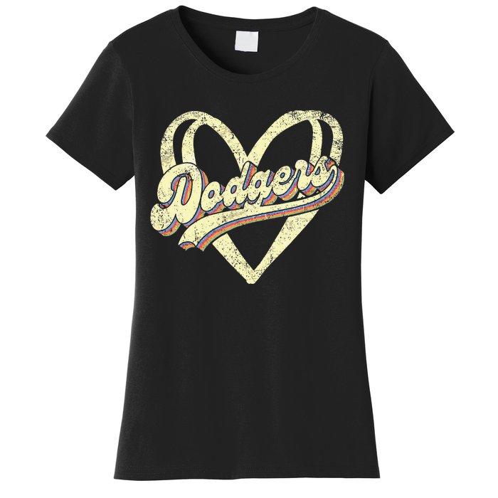 Dodgers Name Retro Vintage First Name Dodgers Lover Usa Flag Women's T-Shirt