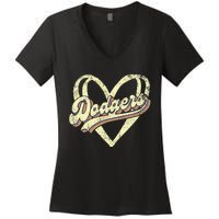 Dodgers Name Retro Vintage First Name Dodgers Lover Usa Flag Women's V-Neck T-Shirt