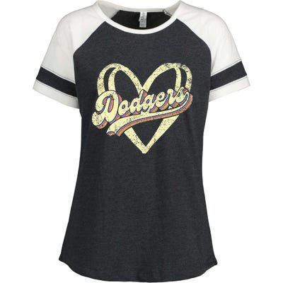 Dodgers Name Retro Vintage First Name Dodgers Lover Usa Flag Enza Ladies Jersey Colorblock Tee