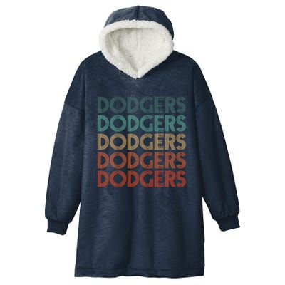 Dodgers Name Retro Vintage Apparel Gift Dodgers Lover Hooded Wearable Blanket