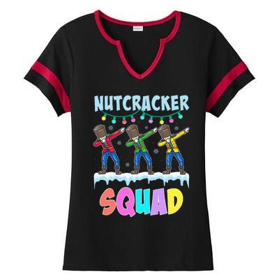 Dabbing Nutcracker Squad Christmas Ballet Pj Xmas Ladies Halftime Notch Neck Tee