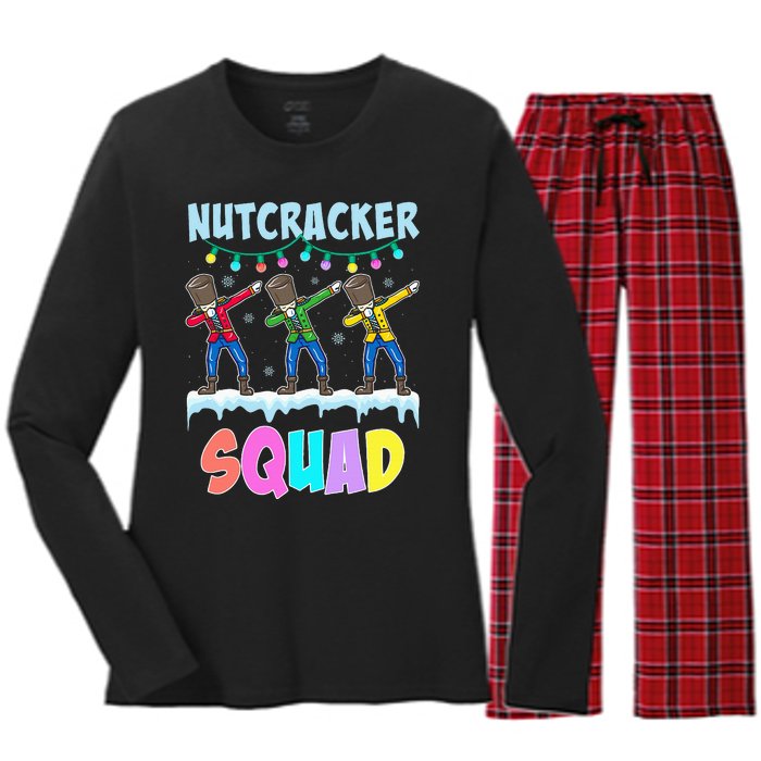 Dabbing Nutcracker Squad Christmas Ballet Pj Xmas Women's Long Sleeve Flannel Pajama Set 