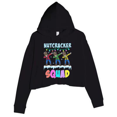 Dabbing Nutcracker Squad Christmas Ballet Pj Xmas Crop Fleece Hoodie