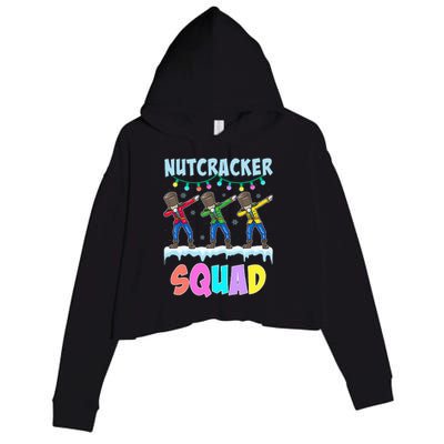 Dabbing Nutcracker Squad Christmas Ballet Pj Xmas Crop Fleece Hoodie