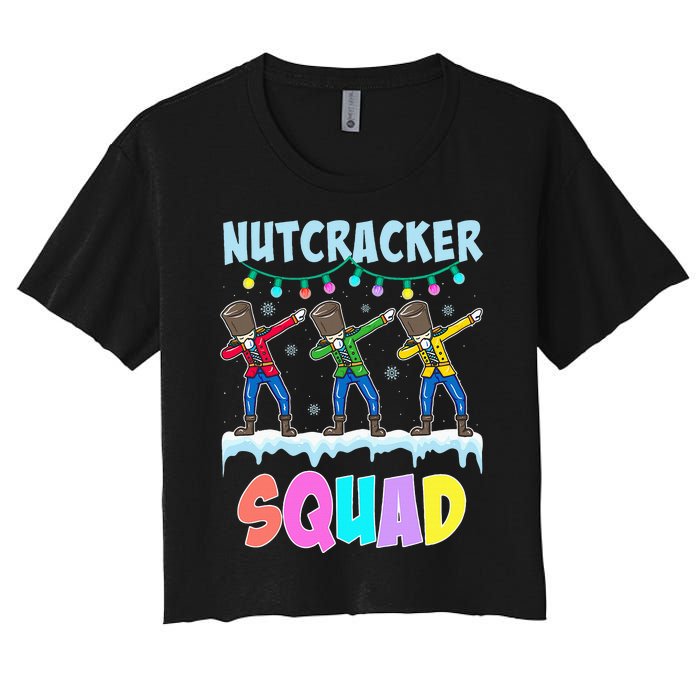 Dabbing Nutcracker Squad Christmas Ballet Pj Xmas Women's Crop Top Tee