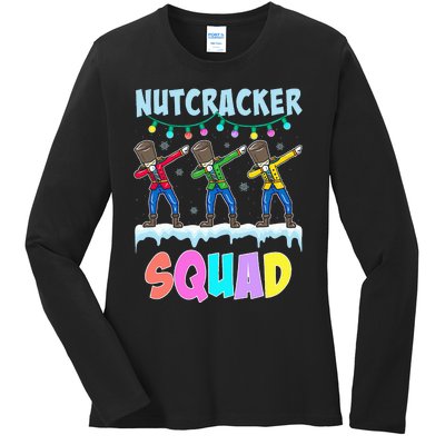 Dabbing Nutcracker Squad Christmas Ballet Pj Xmas Ladies Long Sleeve Shirt