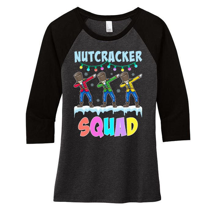 Dabbing Nutcracker Squad Christmas Ballet Pj Xmas Women's Tri-Blend 3/4-Sleeve Raglan Shirt