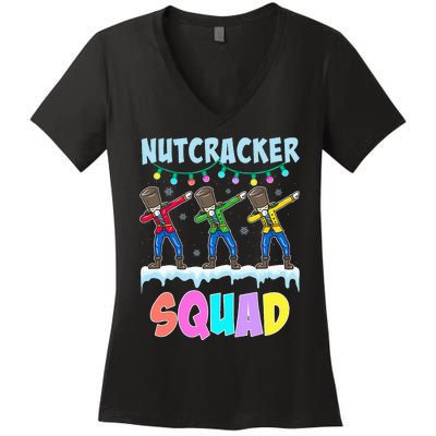 Dabbing Nutcracker Squad Christmas Ballet Pj Xmas Women's V-Neck T-Shirt