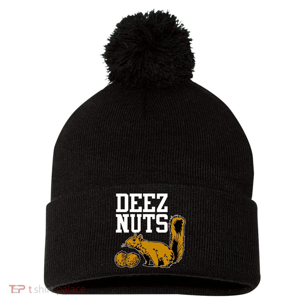 Deez Nuts Squirrel Pom Pom 12in Knit Beanie
