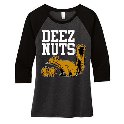 Deez Nuts Squirrel Women's Tri-Blend 3/4-Sleeve Raglan Shirt