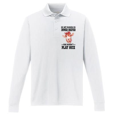 Do Not Summon My Inner Heifer She Doesn’t Play Nice Performance Long Sleeve Polo