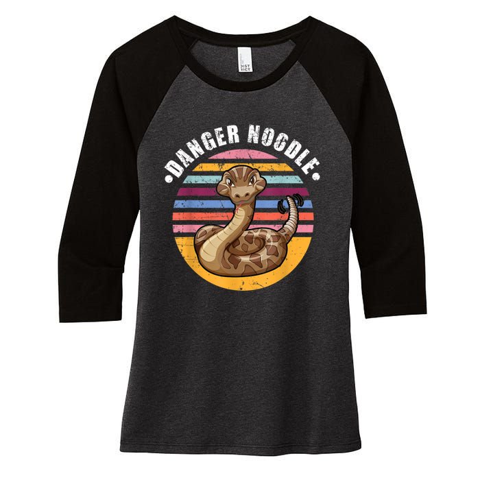 Danger Noodle Snake Retro Reptile Rattle Snake Women's Tri-Blend 3/4-Sleeve Raglan Shirt