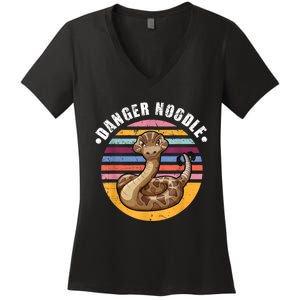 Danger Noodle Snake Retro Reptile Rattle Snake Women's V-Neck T-Shirt