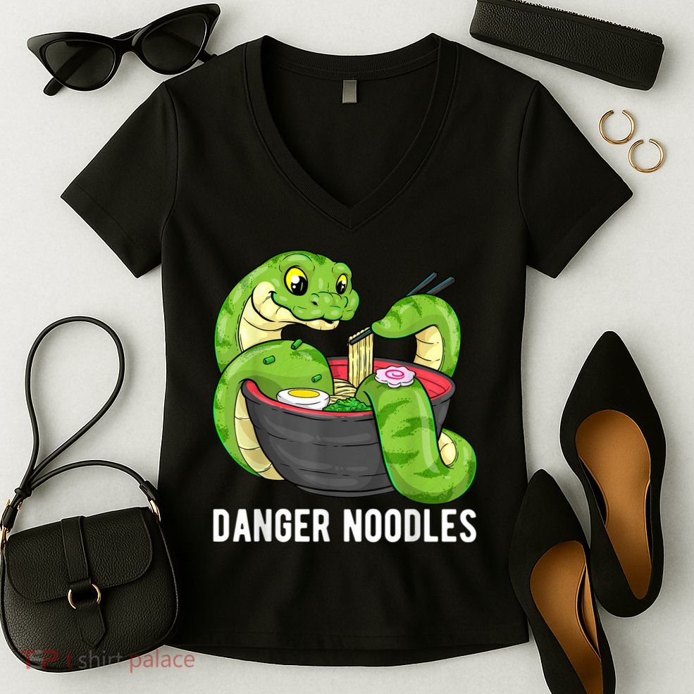 Danger Noodles Snake Ramen Noodle Rattlesnake Women's V-Neck T-Shirt