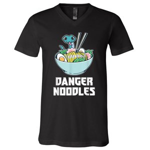 Danger Noodles Snake Kawaii Anime Funny Ramen Soup Snakes V-Neck T-Shirt