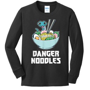 Danger Noodles Snake Kawaii Anime Funny Ramen Soup Snakes Kids Long Sleeve Shirt