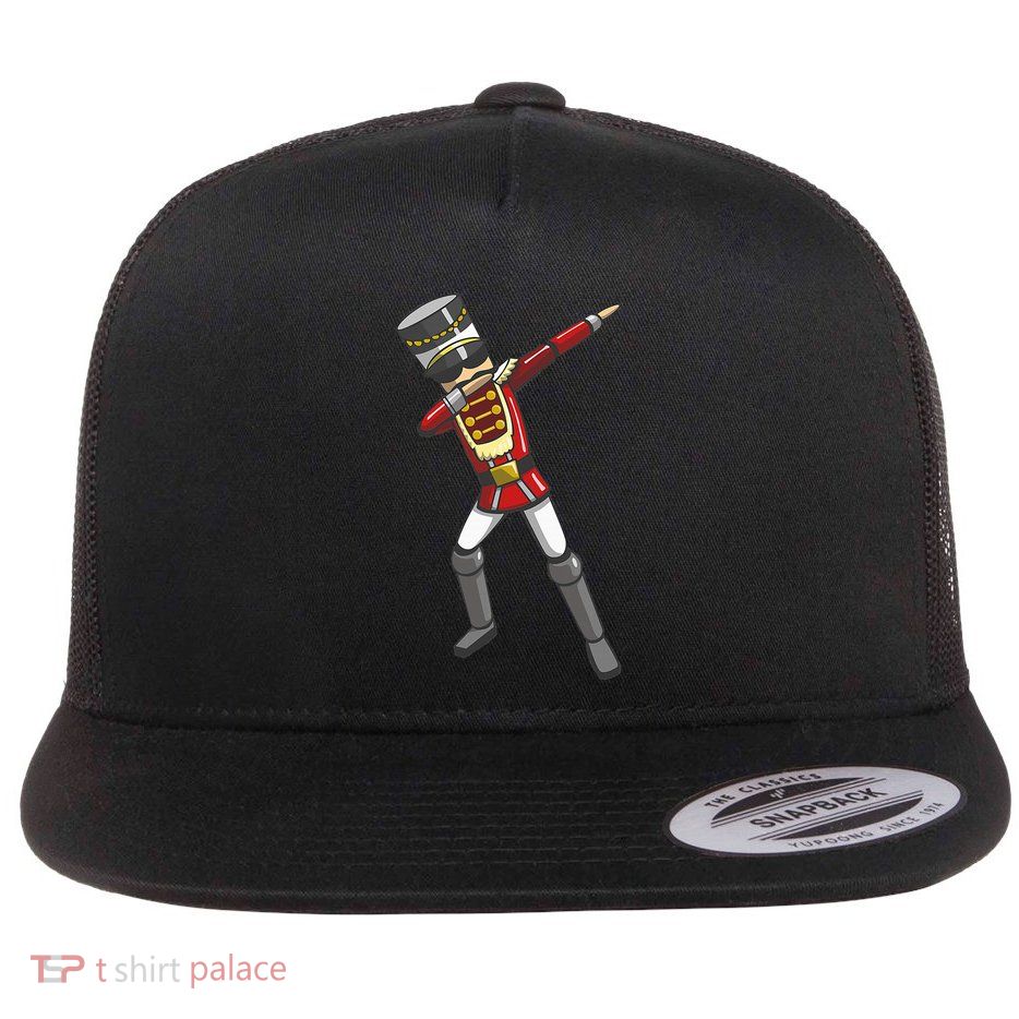 Dabbing Nutcracker Soldier Toy Christmas Dab Dance Flat Bill Trucker Hat