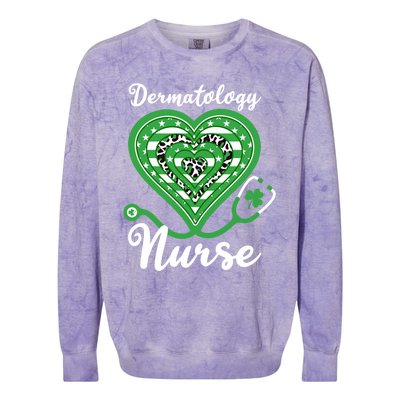 Dermatology Nurse Stethoscope Heart Us Flag Shamrock Leopard Gift Colorblast Crewneck Sweatshirt