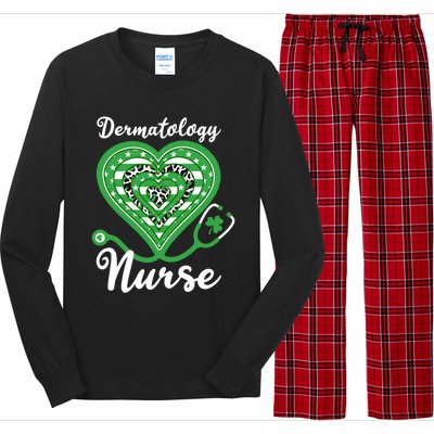 Dermatology Nurse Stethoscope Heart Us Flag Shamrock Leopard Gift Long Sleeve Pajama Set