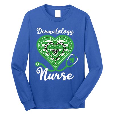 Dermatology Nurse Stethoscope Heart Us Flag Shamrock Leopard Gift Long Sleeve Shirt