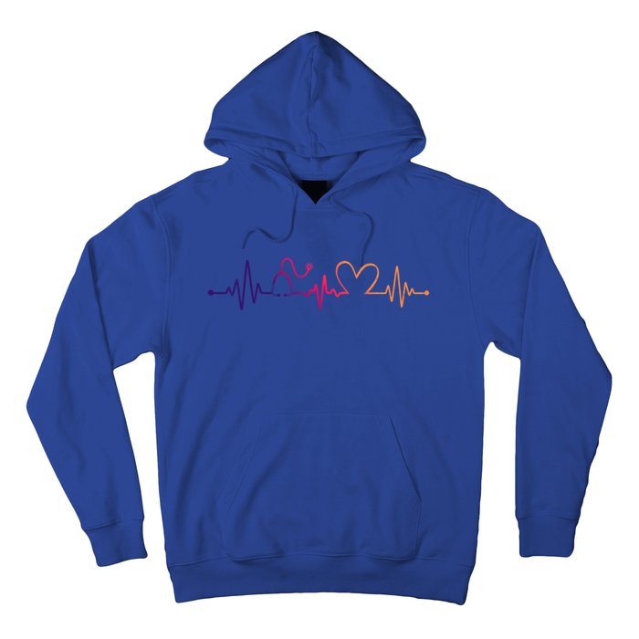 Distressed Nurse Stethoscope Heartbeat Graphic Stethoscope Gift Hoodie