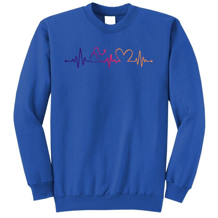 Distressed Nurse Stethoscope Heartbeat Graphic Stethoscope Gift Tall Sweatshirt