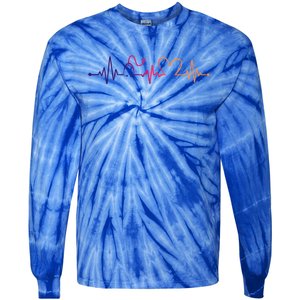 Distressed Nurse Stethoscope Heartbeat Graphic Stethoscope Gift Tie-Dye Long Sleeve Shirt