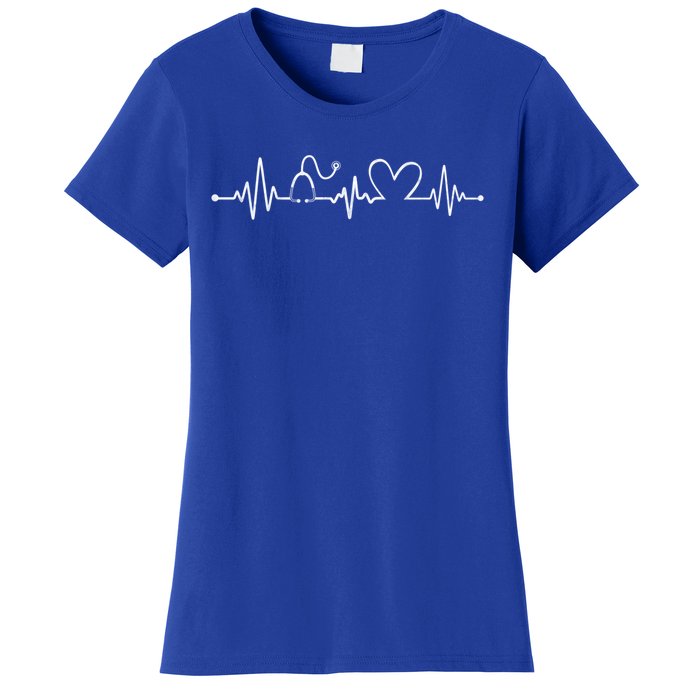 Distressed Nurse Stethoscope Heartbeat Graphic Stethoscope Meaningful Gift Women's T-Shirt