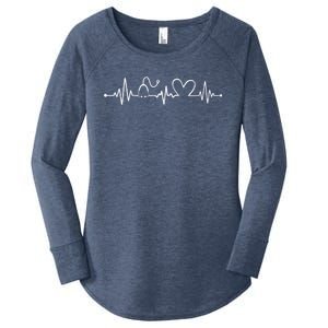 Distressed Nurse Stethoscope Heartbeat Graphic Stethoscope Meaningful Gift Women's Perfect Tri Tunic Long Sleeve Shirt