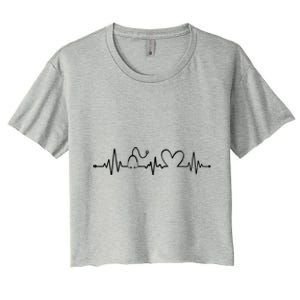 Distressed Nurse Stethoscope Heartbeat Graphic Stethoscope Meaningful Gift Women's Crop Top Tee