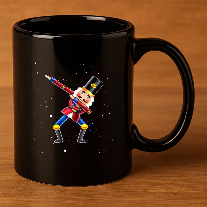 Dabbing Nutcracker Squad Deez Nuts Funny Christmas Pajamas 11oz C Handle Ceramic Mug