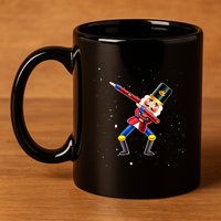 Dabbing Nutcracker Squad Deez Nuts Funny Christmas Pajamas 11oz C Handle Ceramic Mug