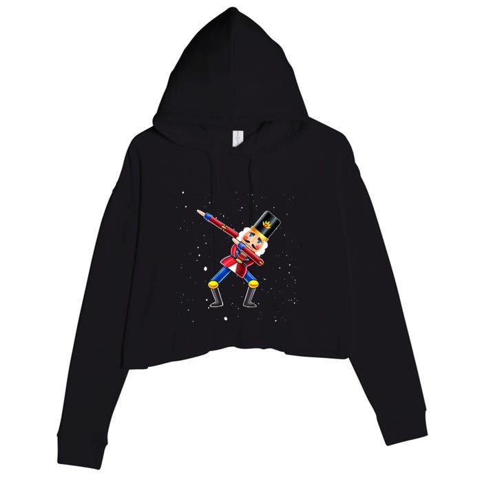 Dabbing Nutcracker Squad Deez Nuts Funny Christmas Pajamas Crop Fleece Hoodie