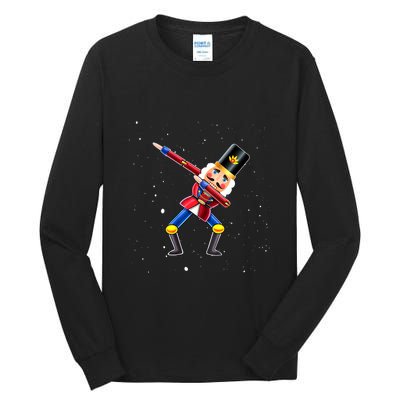 Dabbing Nutcracker Squad Deez Nuts Funny Christmas Pajamas Tall Long Sleeve T-Shirt