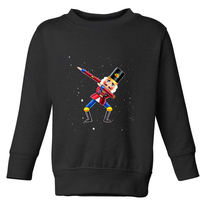Dabbing Nutcracker Squad Deez Nuts Funny Christmas Pajamas Toddler Sweatshirt