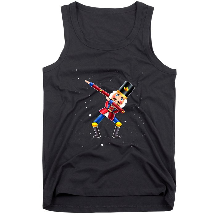Dabbing Nutcracker Squad Deez Nuts Funny Christmas Pajamas Tank Top
