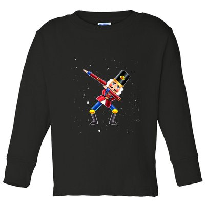 Dabbing Nutcracker Squad Deez Nuts Funny Christmas Pajamas Toddler Long Sleeve Shirt